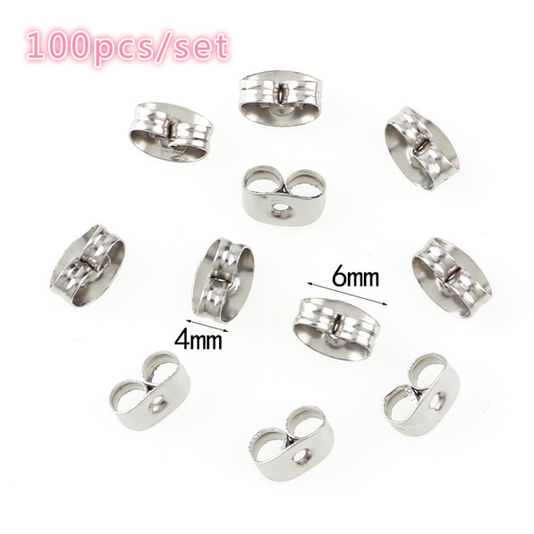 Genoptag Sømil tør 100Pieces Stainless Steel Earring Back 4x6mm Silver Tone Metal Earback  Earring Stopper for Findings Diy Jewelry Making-a11-180718-1xy | Wish