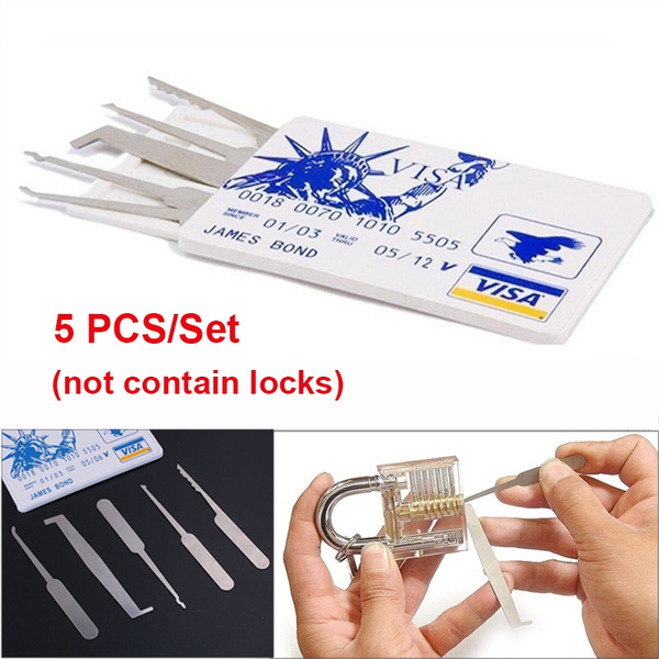 5pcs Lock Pick Practice Tools Hooks Set Padlock Pick Set for Locksmith Training 