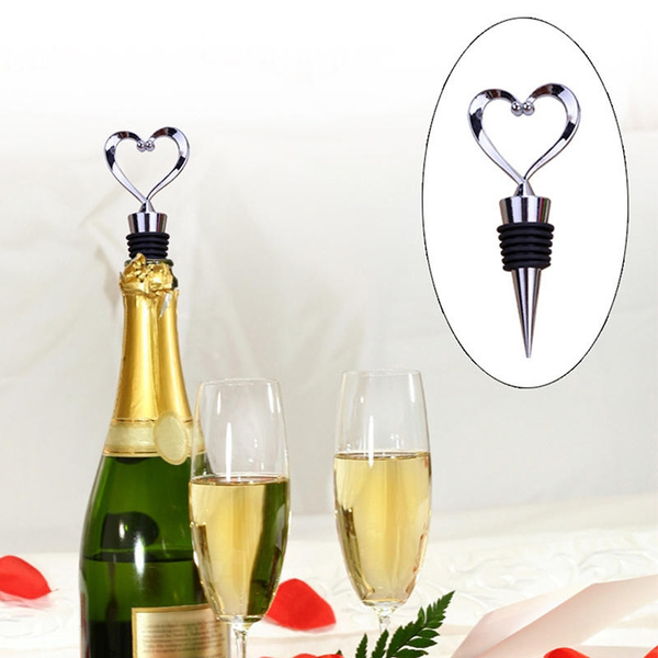 Elegant Heart Shaped Red Wine Bottle Stopper Twist Wedding Favors Gifts YU 