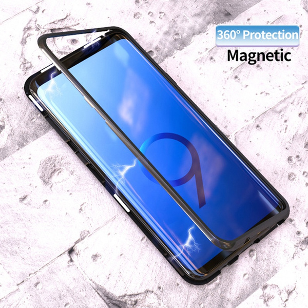 Magnetic Adsorption Flip Case For Samsung Galaxy S8 S9 Plus Note 8 Tempered Glass Back Cover Luxury Metal Bumper Case For Samsung S8 S8 S9 S9 Note 8 Wish