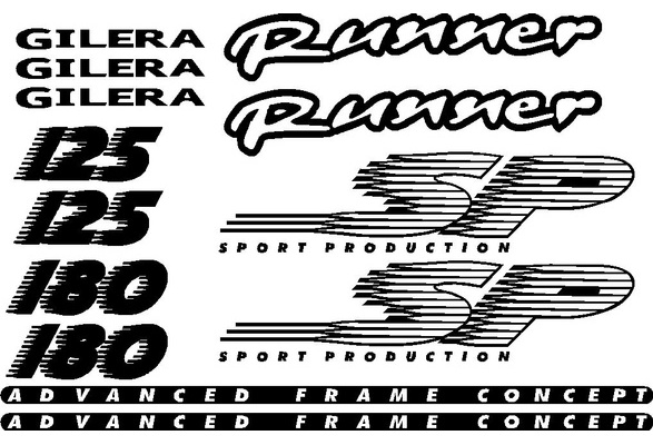 Gilera Runner SP CUSTOM Sticker Decal Set FX FXR 125 172 180 183 BLACK AND WHITE