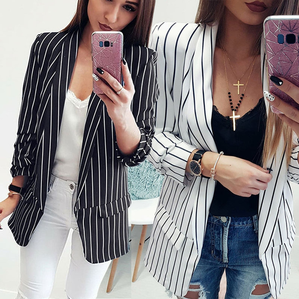 Vertical striped 2025 blazer womens