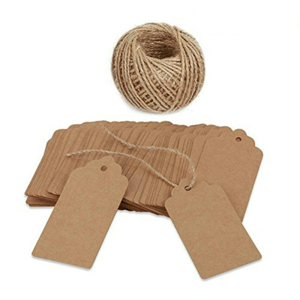 50 pcs Kraft Paper Hang Tags Birthday Party Favor Gift Label Cards DI GK