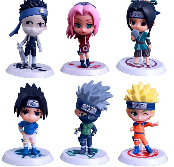 Bandai NARUTO ROS Kawaii Uchiha Sasuke Childhood Figure Kids Toys PVC  Figures Collection Model Doll Christmas Gifts