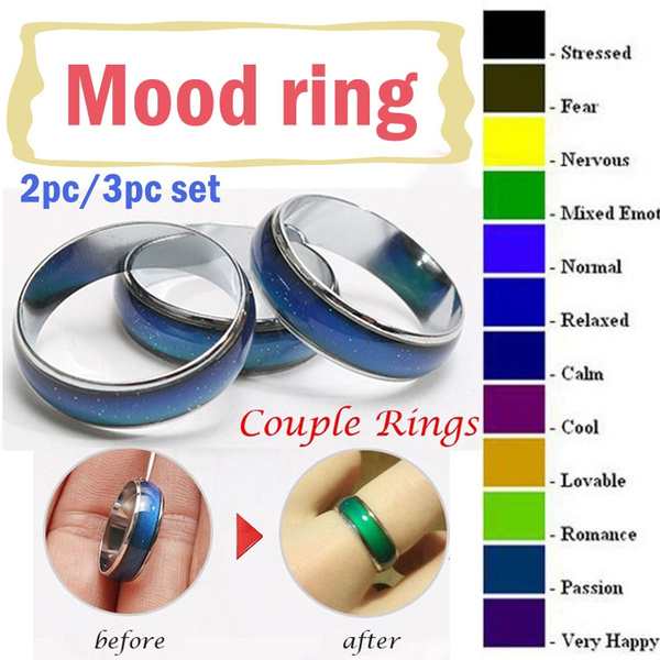 2pcs Color Changing Women Men Mood Rings Temperature Emotion Feeling Couple Ring 