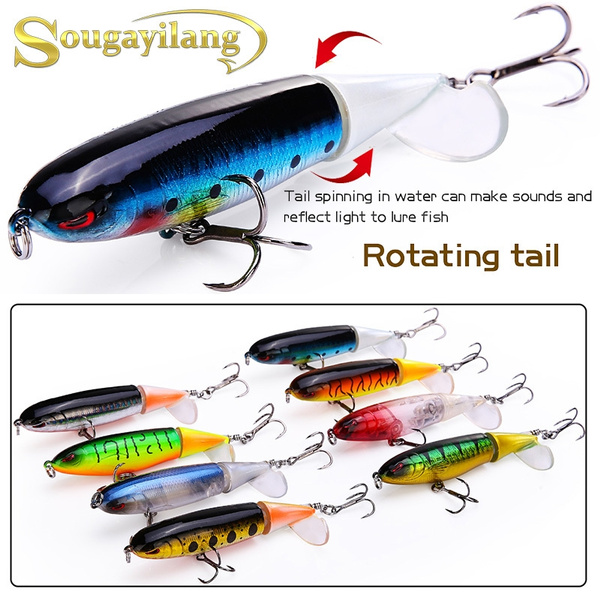 8pcs Whopper Plopper Topwater Floating Fishing Lures Rotating Tail for Bass 