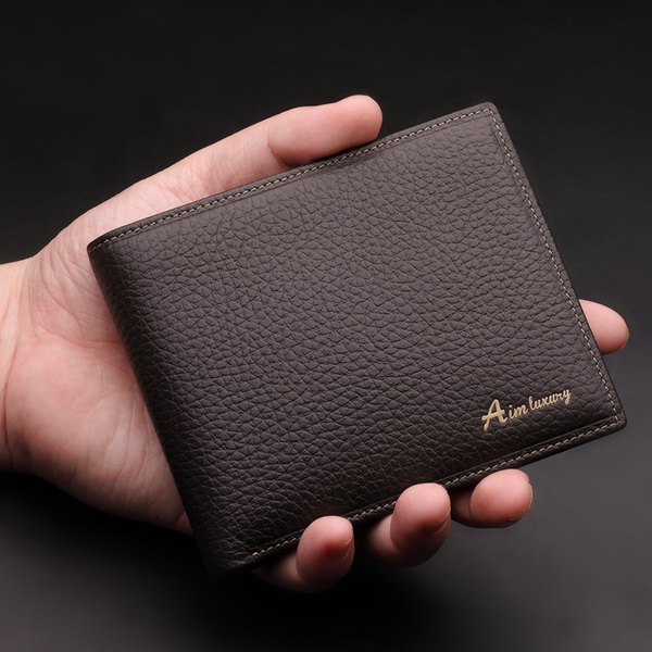 BISON DENIM Genuine Leather Men Wallets Luxury Brand RFID Bifold Wallet  Zipper Coin Purse Business Card Holder Wallet | SHEIN USA