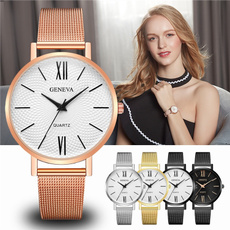 Modern Fashion Rose Gold Mesh Strap Watch Stainless Steel Quartz Watchband Female Cuarzo Clock  Reloj Mujer