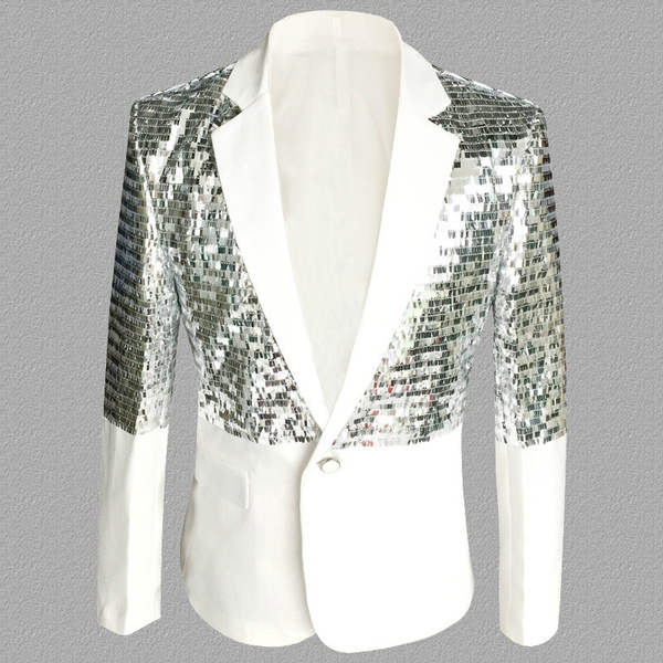 white glitter blazer