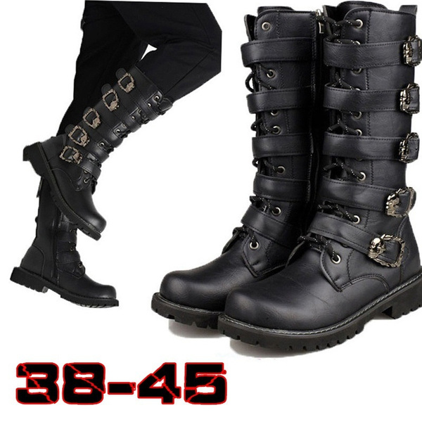 US 6-11 Men Non-slip Army Boots Men Military Boots Genuine Winter Black Cow Split Metal Gothic Punk Boots Male | Wish
