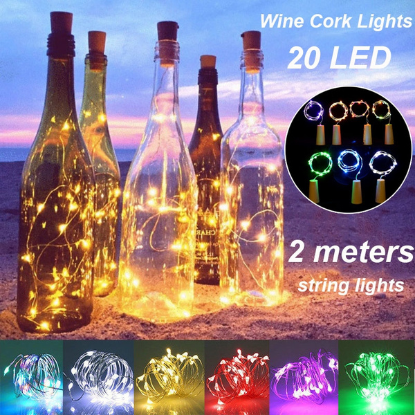 6/12pc Cork Shaped 20 LED Night Light Starry Wine Bottle Lamp Wedding Decoration 