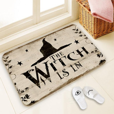 Bathroom Mat The Witch Is In Pattern Rubber Mat Halloween Carpet for Bedroom Kitchen Door Felt Rug Party Decor 15.7*23.6in