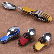 New Multifunction 3-in-1 Outdoor Travel Camping Hiking Pocket Folding Spoon Fork Knife Durable Tableware
