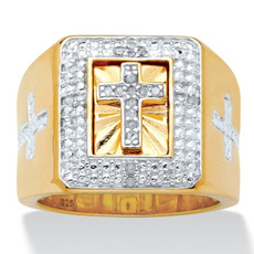 Cubic Zirconia, Jewelry, religiousring, 18k gold ring
