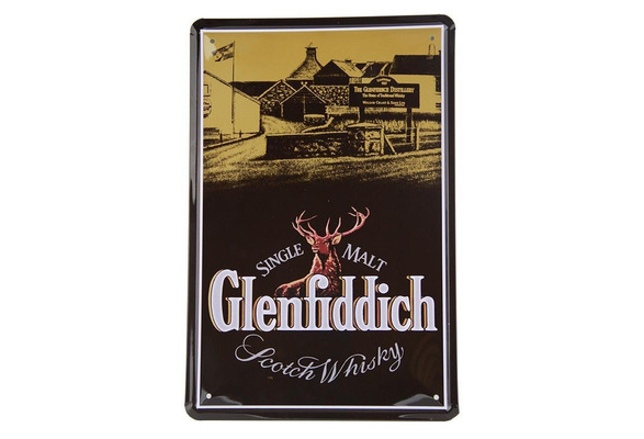 Glenfiddich Scotch Whisky bar pub tin metal sign modern wall art