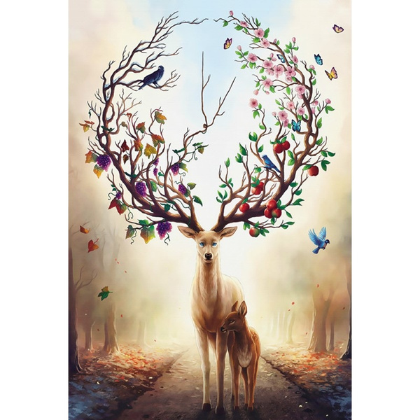 1000 Pieces DIY Jigsaw Autumn Forest Elk Adults Kids Puzzle Educational Toys