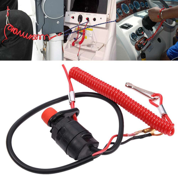 Outboard Cut off Boat Motor Kill Stop Switch Safety Tether Lanyard For Yamaha 