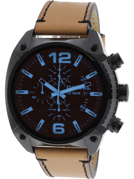 Diesel Men's Overflow DZ4482 Black Leather Japanese Chronograph