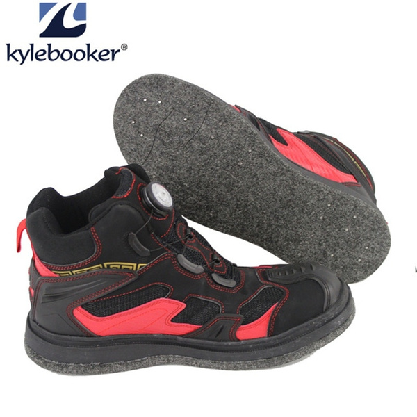 Men's Rock Fishing Wading Shoes Waterproof Anti-slip Felt Spike Sole Boots 