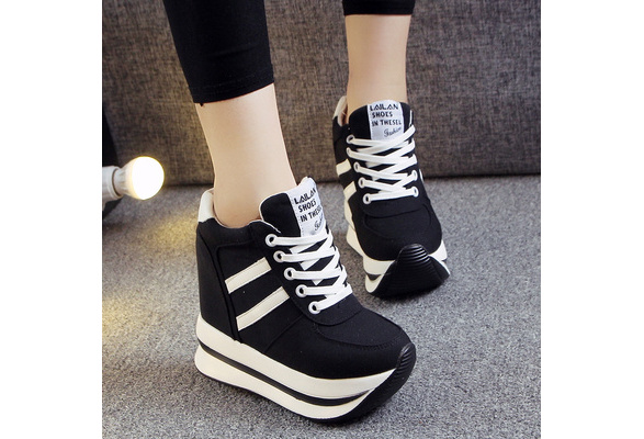 white high platform trainers