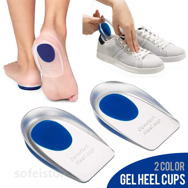 Heel Support Pad Cup Gel Silicone Shock Cushion Orthotic Insole Plantar Care KY 