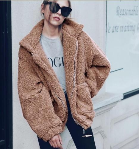 Oversized teddy jacket with on sale hood