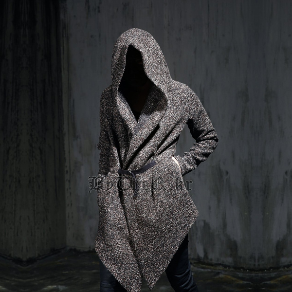 Men Gothic Style Hooded Trench Coat, Gothic Style Trench Coat