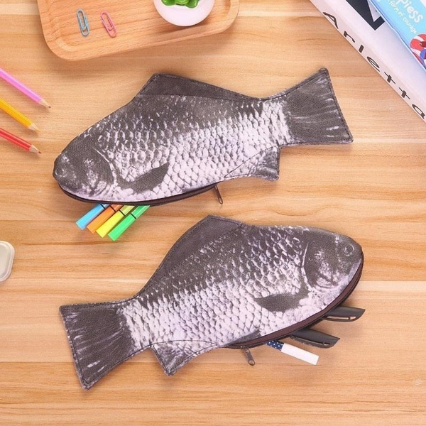 Carp Pen Bag Realistic Fish Shape Make-up Pouch Pen Pencil Case With Zipper 
