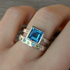 Sterling, Princess, wedding ring, Engagement Ring