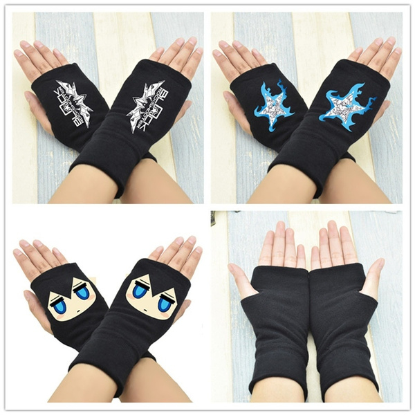 Women Gothic Punk Ribbed Knit Black Fingerless Gloves Harajuku Ripped Hole  Elbow Length Mittens Anime Cosplay Arm Warmer  Amazoncouk Fashion