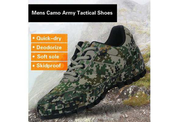 Men's Camo Tactical Army Outdoor Combat Ankle Boots SWAT Hiking Hunting Shoes @