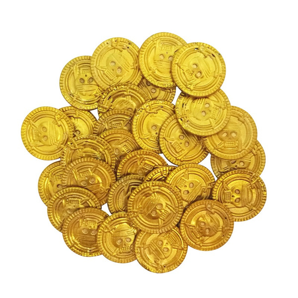 30Pcs/bag Plastic Gold Pirate Skull Coins Halloween Party Props ...