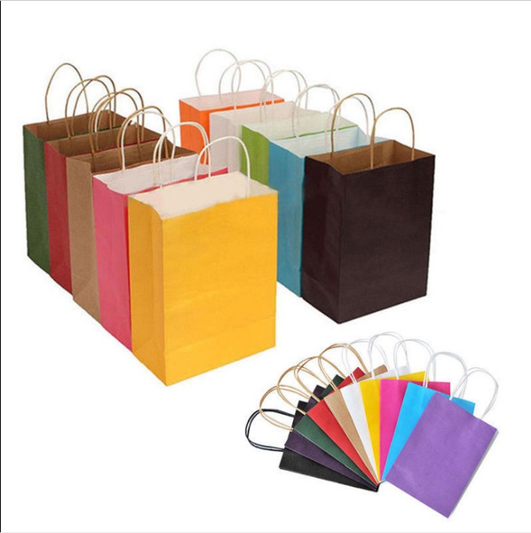 Kraft party Paper Carrier Bag Wedding Treat with handle gift loot bags 