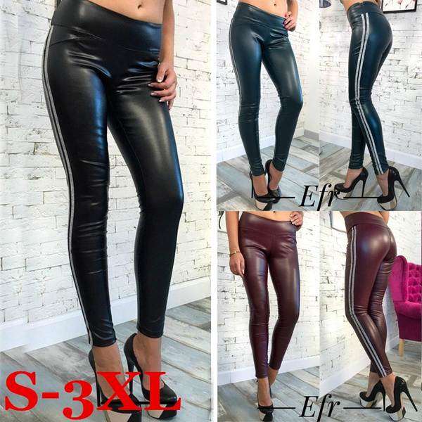 Buy Fashion Plus Size Sexy Women Faux Leather Pants High Waist