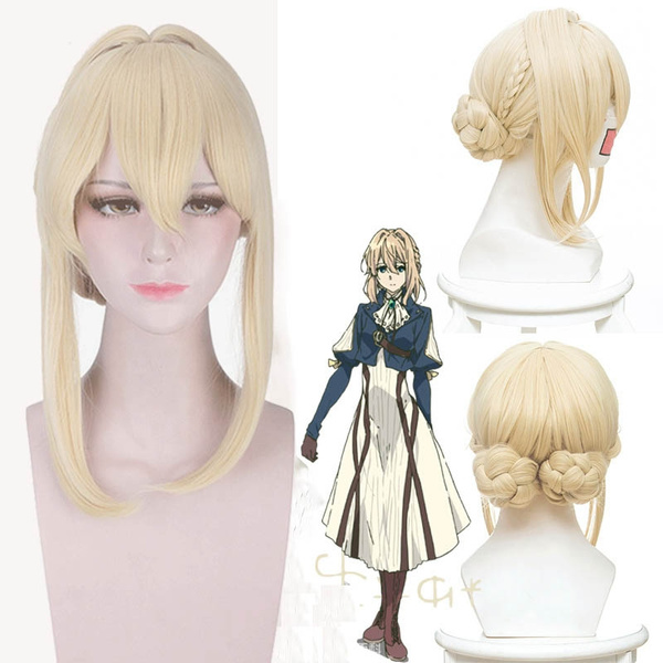 Violet Evergarden Long Hair Twist Styling Hair Pretty Girl Ball Cosplay ...