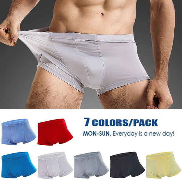 4 Pack Mens Ultra-Thin Breathable Underwear Ice Silk Boxer Briefs