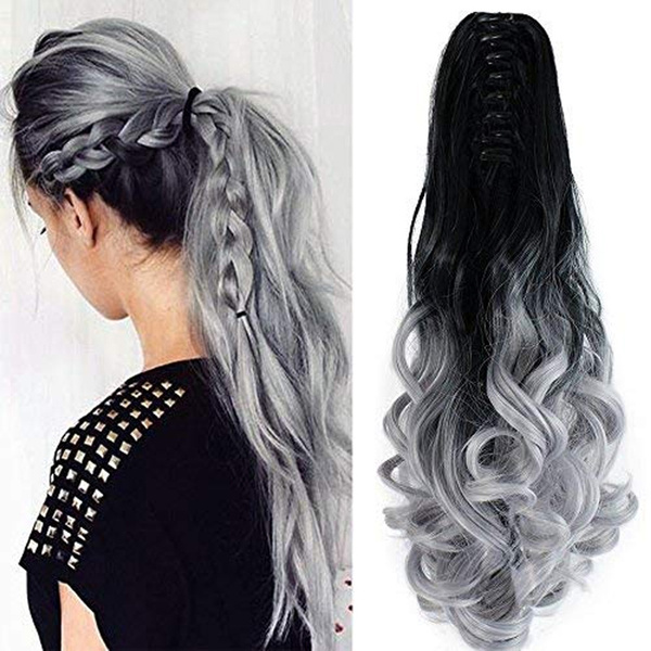 Gray shop ponytail extension