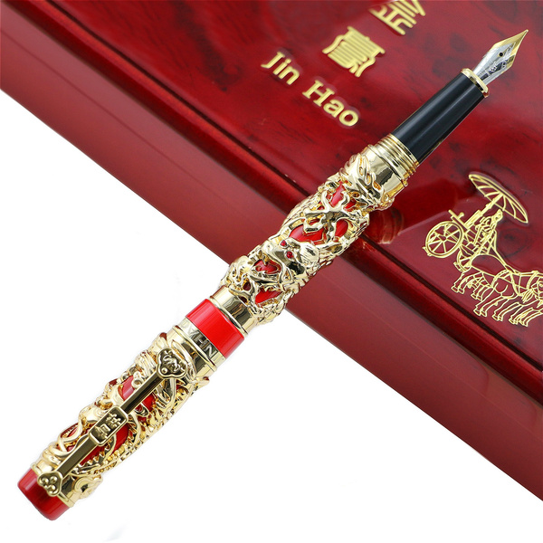 Gray & Red Ring Collection Gift Pens Jinhao Dragon & Phoenix Rollerball Pen