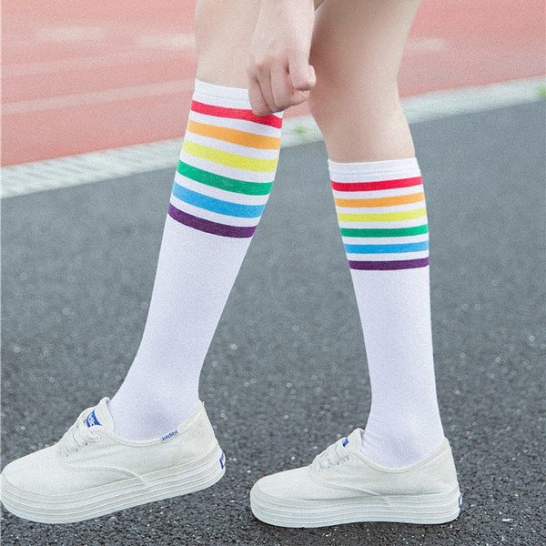 rainbow, Fashion Accessory, Cotton Socks, kneehighsock