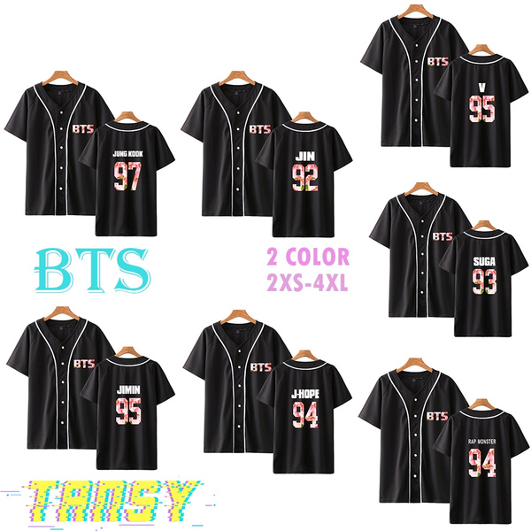  Bangtan Boys Baseball Jersey Shirt Kpop Tshirt Suga V RM Jimin  Jungkook Suga T-Shirt S Black Jhope : Clothing, Shoes & Jewelry
