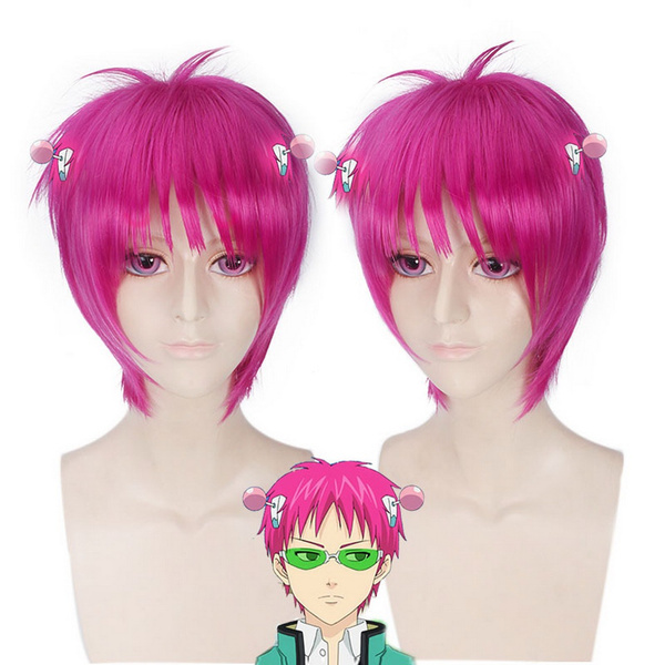 Saiki Kusuo no sai nan Straght Short Pink Wig Men Synthetic Hair