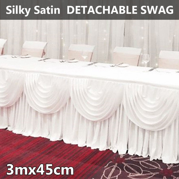 Backdrop Curtains with Detachable Swag White Ice Silk Wedding Party Event Decor 