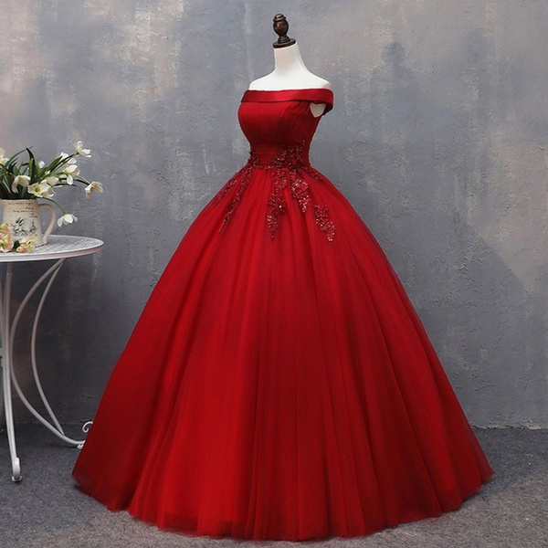 Vestido de quinceañera rojo de tul Vestido de fiesta Fiesta de Vestidos formales Tallas grandes | Wish