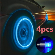 Cool Auto Accessories Bike Supplies Neon Blue Strobe LED Tire Valve Caps-4PCS