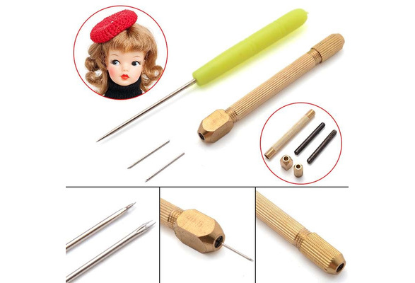 Useful 0.6/0.8mm Doll Hair Rooting Reroot Rehair Tool Holder With 5 Extra  Needles