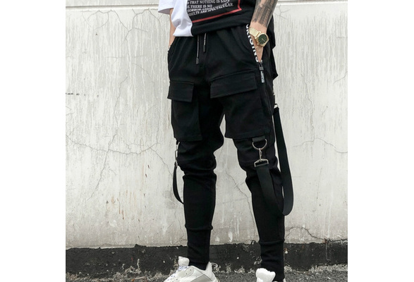 Men Multi-pocket Harem Pants Cargo Combat Jogger Trousers Street Hip-hop  Loose