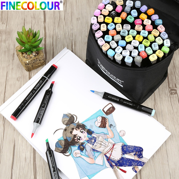 Appal Stoffelijk overschot vleet Finecolour EF102 Alcohol Dual Head Marker Pens 36/48 Colors Set Soft Brush  Art Sketch Markers for Designing Drawing | Wish