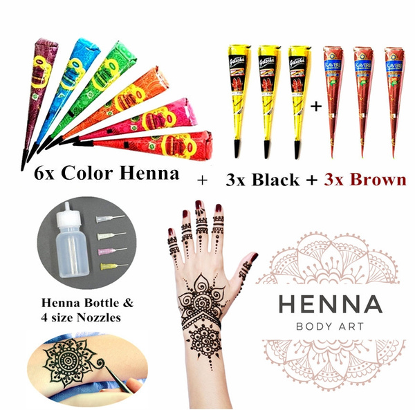 Dark brown Henna Cone Mehndi Kit Temporary Tattoo Chemical Free No PPD NEHA  CONE | eBay