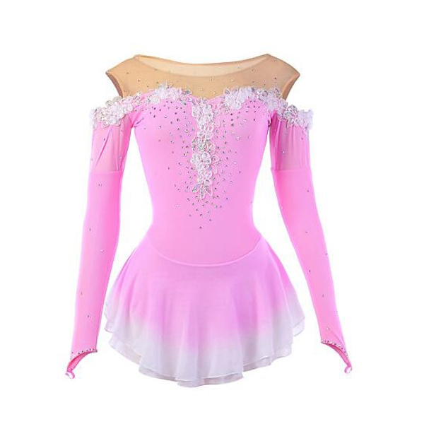 Details about   Custom Figure Skating Dress for Girls Competition Skating Dress Pink 2019 YIKE 