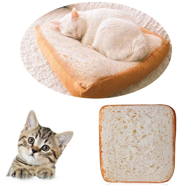 Sleeping Cotton Simulation Bread Slices Cat Plush Toy Toast Cushion Soft Pillow 